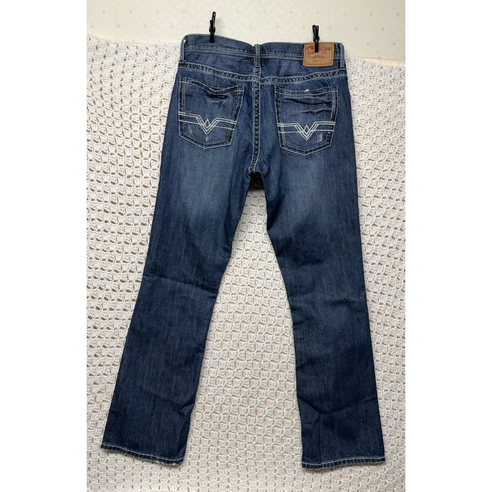 John B Stetson Jeans Mens Sz 34x34 Blue Denim Straight Leg 100%Cotton Embroidery
